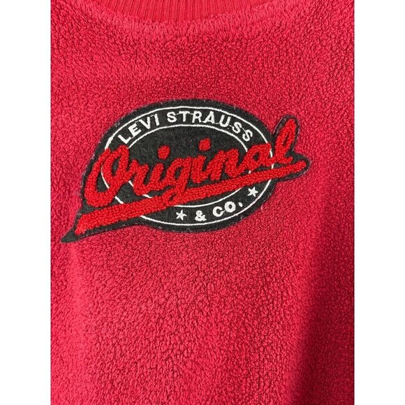 Levis Womens Medium Original Logo Red Fleece Crewneck Sweater - Picture 2 of 4